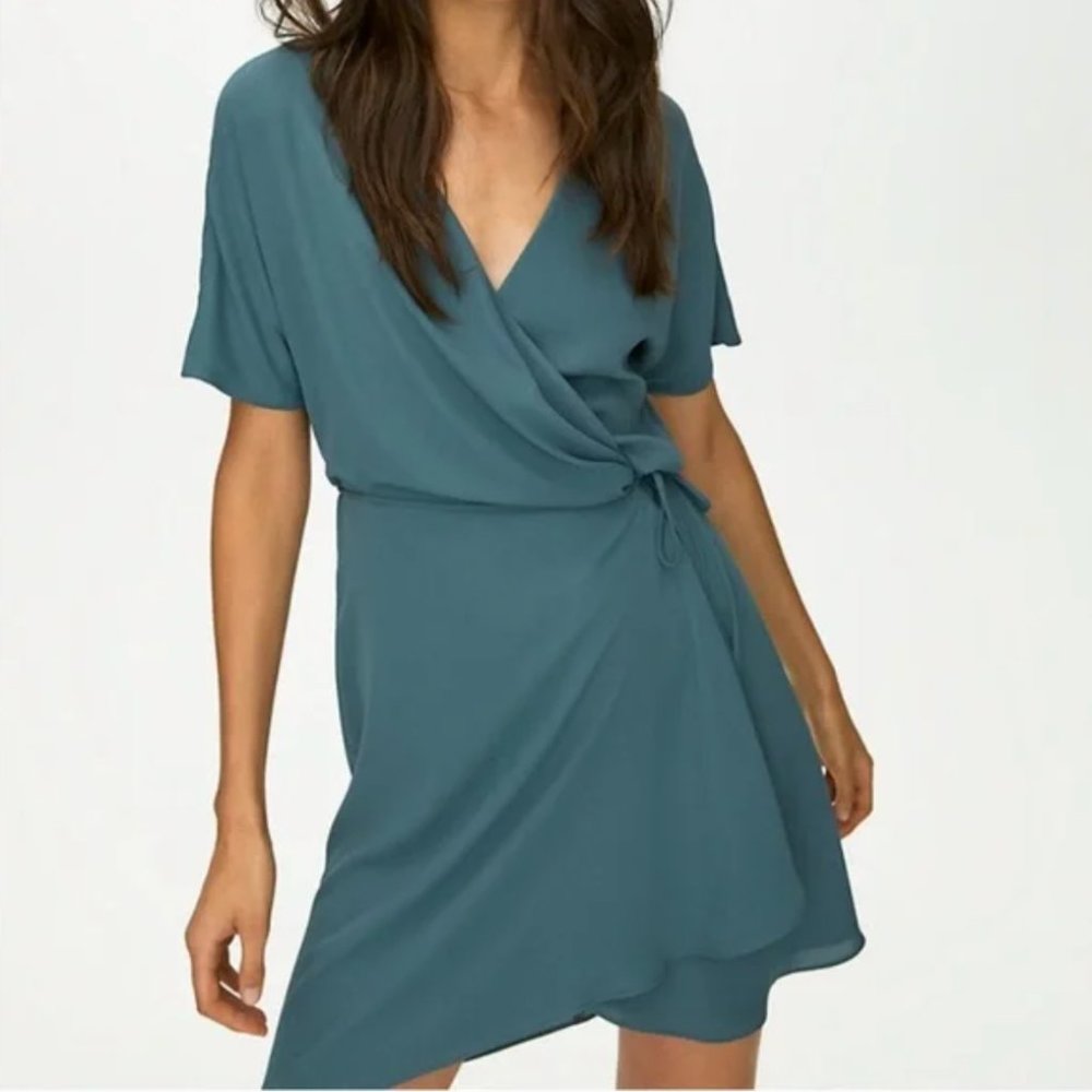 Aritzia Babaton Wallace Wrap Dress Teal Turquoise Medium